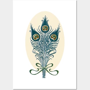 Art nouveau peacock feather Posters and Art